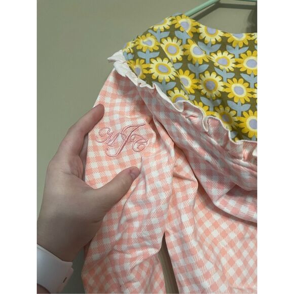 Matilda Jane Girls Shortcake Hoodie Pink White Check Floral Hood NWT Size 6 - Picture 4 of 4